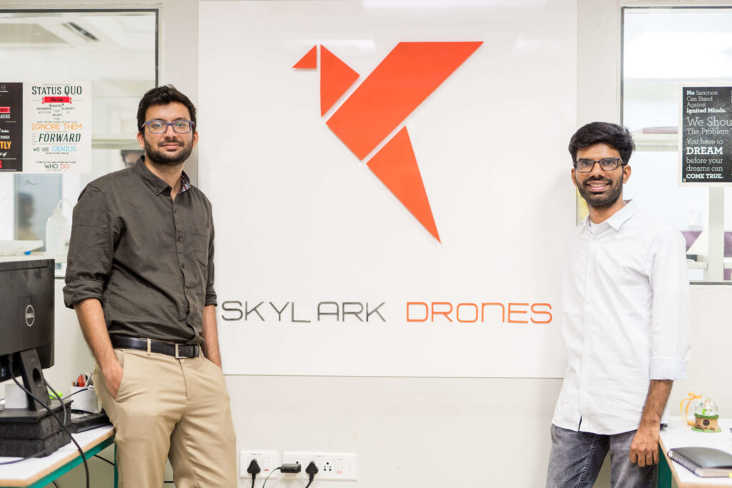 Skylark Drones founders, Mrinal Pai and Mughilan Thiru Ramasamy.